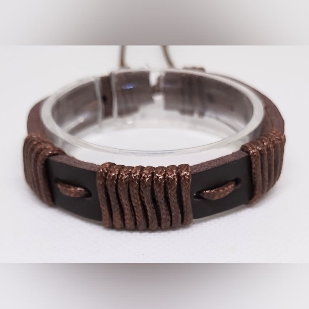 Men's leather bracelet‎ braided brown new e50
